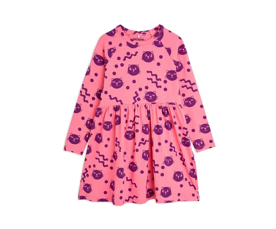 obrazek 1 MINI RODINI Sukienka codzienna Squiggly Cats 2515010628 Różowy Regular Fit