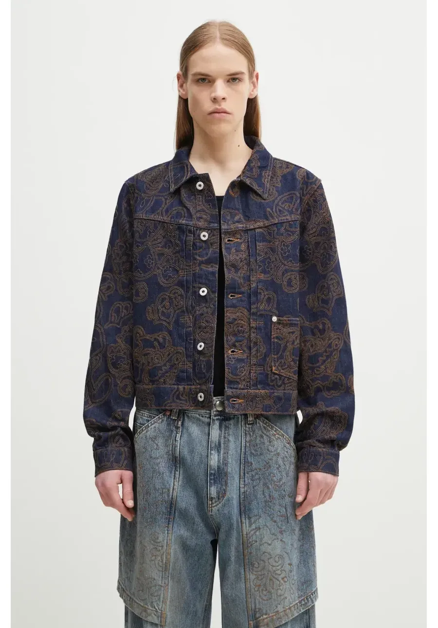 obrazek 1 Kenzo kurtka jeansowa kolor granatowy przejściowa FF55DV3096V1.DM