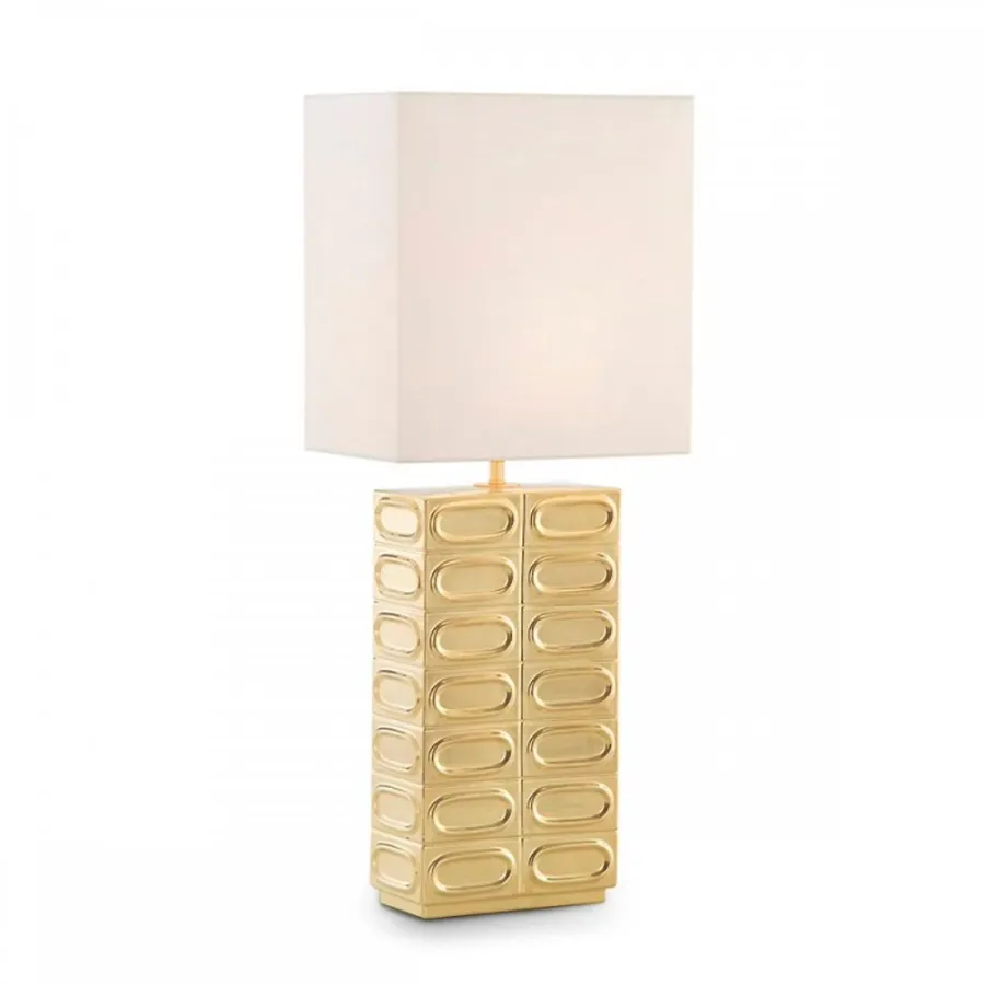 obrazek 2 Ceramiczna lampa stołowa z geometrycznymi reliefami H.36xL.20xP.10 cm