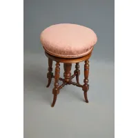 Zdjęcie Edwardianski taboret do toaletki z mahoniu, z obrotowym siedziskiem - antyk