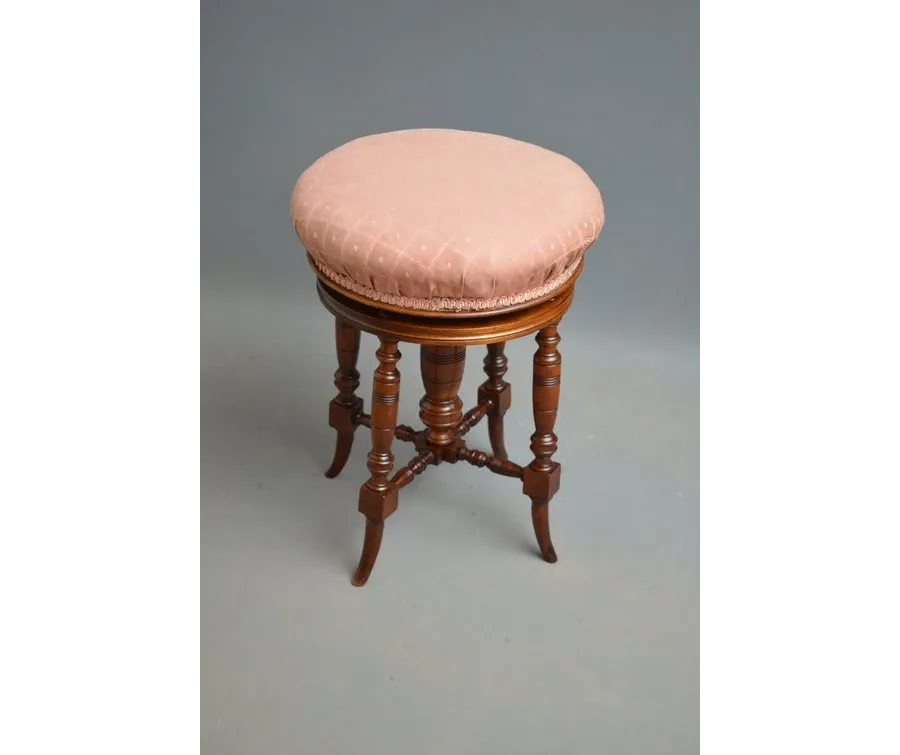 obrazek 1 Edwardianski taboret do toaletki z mahoniu, z obrotowym siedziskiem - antyk