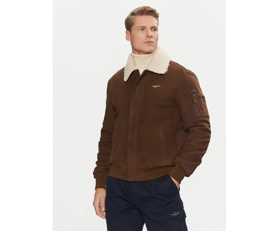 obrazek 1 Aeronautica Militare Kurtka z imitacji skóry 242PN948PL248 Brązowy Regular Fit