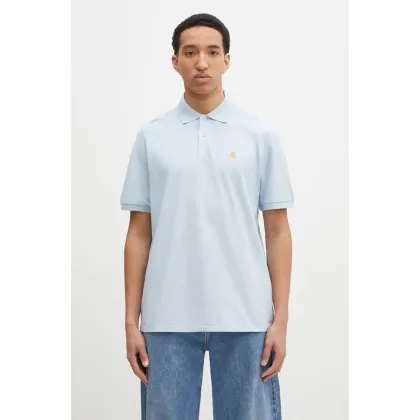 Zdjęcie Carhartt WIP polo bawełniane S/S Chase Pique Polo męski kolor niebieski gładki I023807.2VLXX