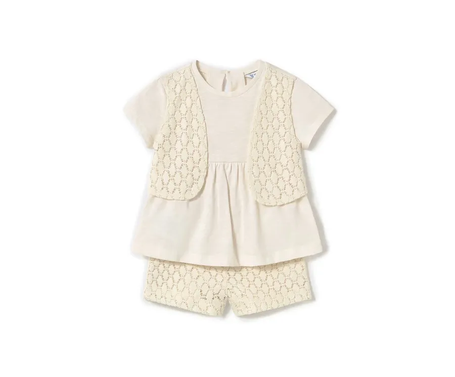 obrazek 1 Mayoral Komplet t-shirt i spodenki 1239 Beżowy Regular Fit