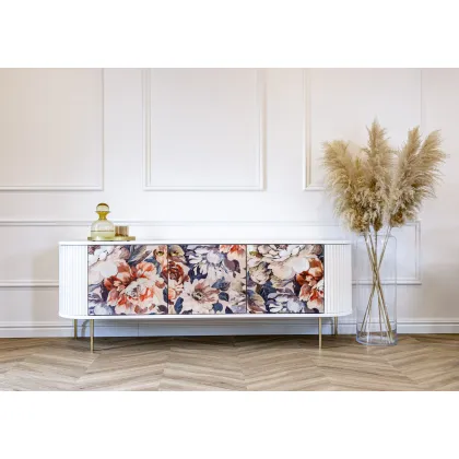 Zdjęcie Ekskluzywna komoda wykonana z najwyższej jakości, lakierowanej płyty mdf , mosiądzu i luksusowej tkaniny - Spilla di Fiori