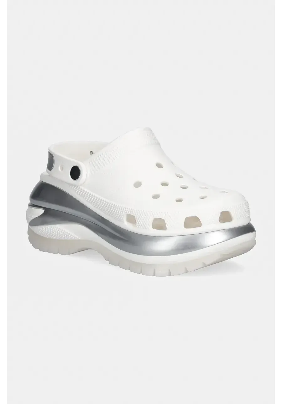 obrazek 1 Crocs klapki Mega Crush Metallic Clog damskie kolor biały na platformie 210368