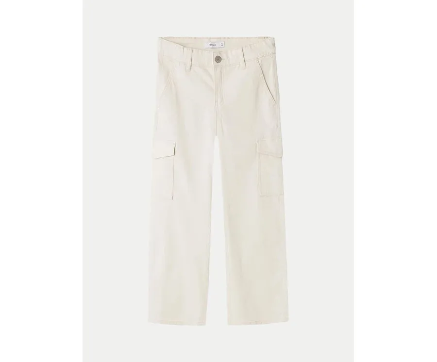 obrazek 1 NAME IT Spodnie materiałowe 13220718 Écru Wide Leg