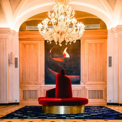 Zdjęcie Luksusowy włoski żyrandol do salonu ze szkła murano