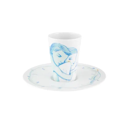 Zdjęcie Malowana porcelanowa filiżanka ze spodkiem do kawy