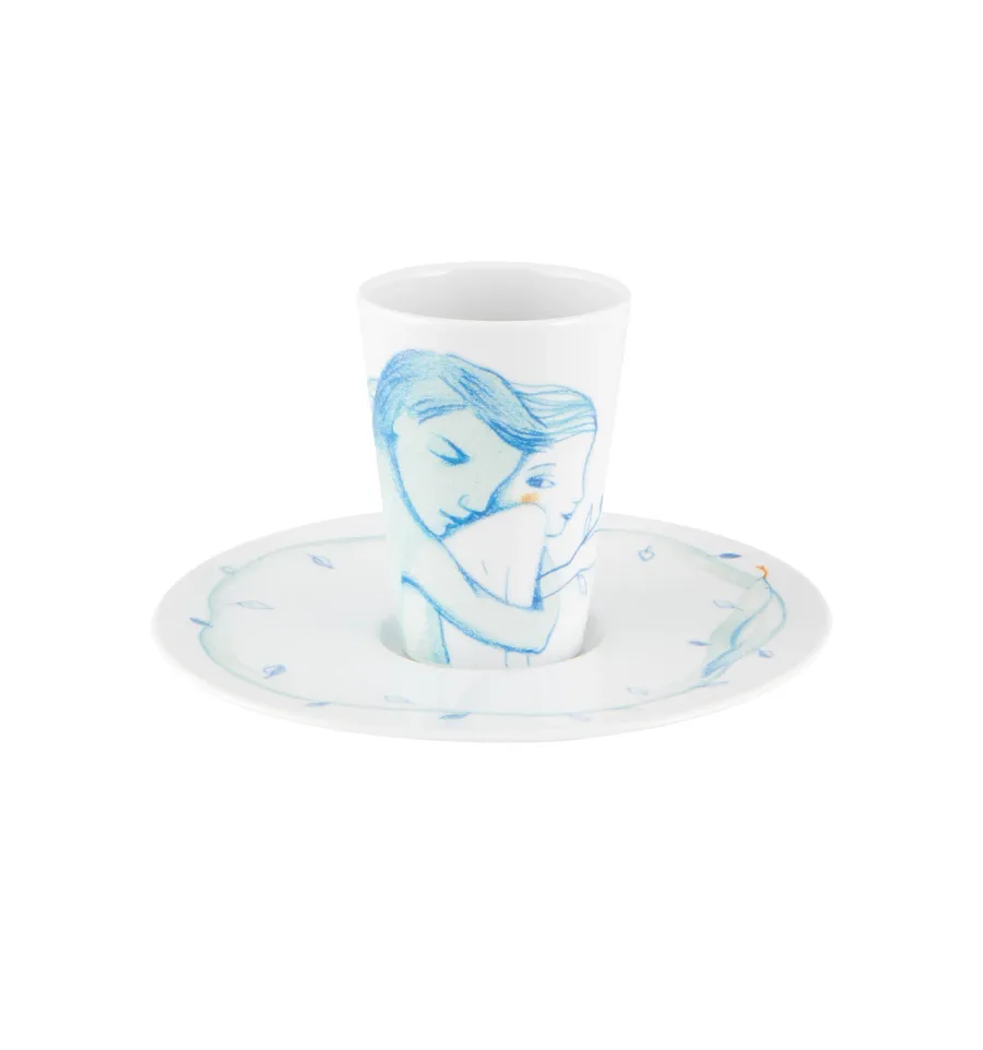 obrazek 1 Malowana porcelanowa filiżanka ze spodkiem do kawy