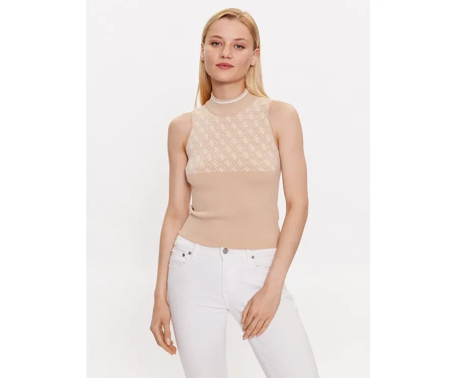 obrazek 1 Guess Sweter W3YR26 Z37K0 Beżowy Slim Fit