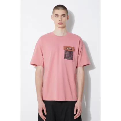 Zdjęcie Columbia t-shirt bawełniany Painted Peak męski kolor różowy z aplikacją 2074481