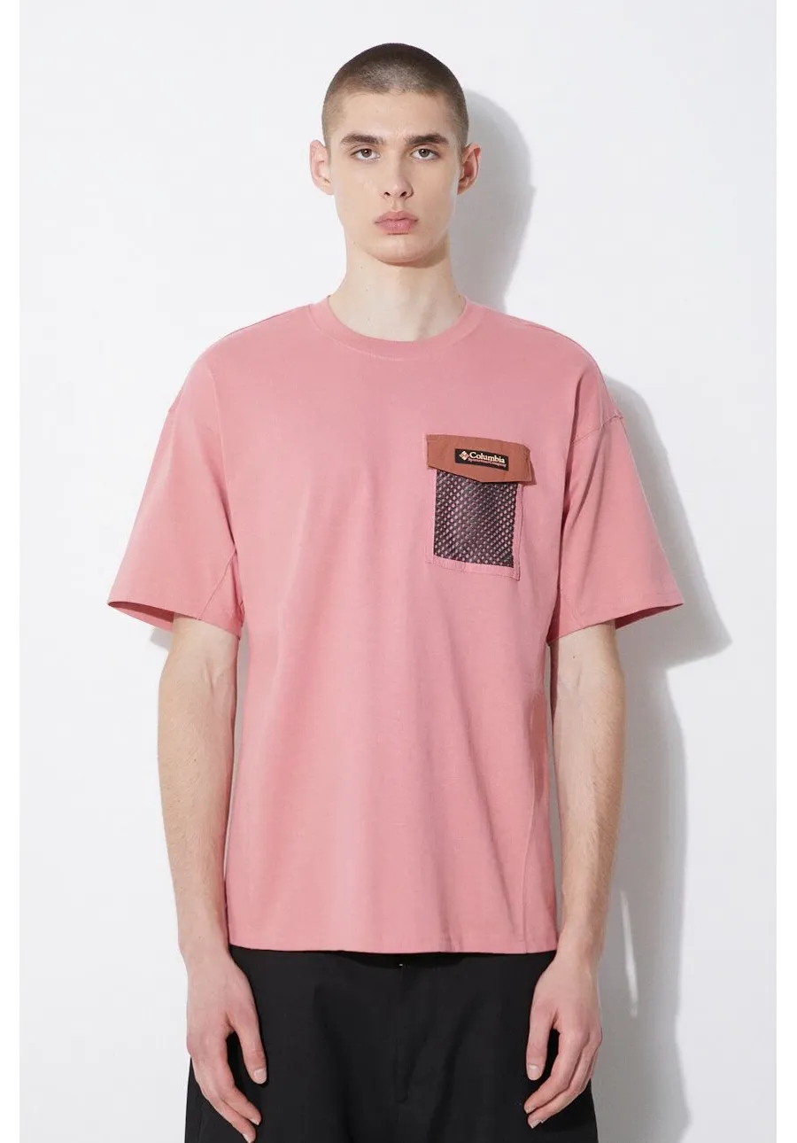 obrazek 1 Columbia t-shirt bawełniany Painted Peak męski kolor różowy z aplikacją 2074481