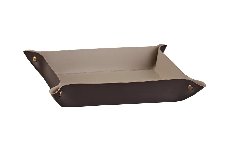 obrazek 1 Stylowa tacka na drobiazgi w kolorze czekoladowym wykonana ze skóry