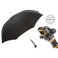 Picture Beautiful, stylish black men's umbrella with a handle in the shape of a black panther's head - Pasotti