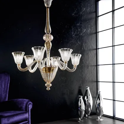 Zdjęcie Sześcioramienny żyrandol LD80/6 ze szkła z Murano