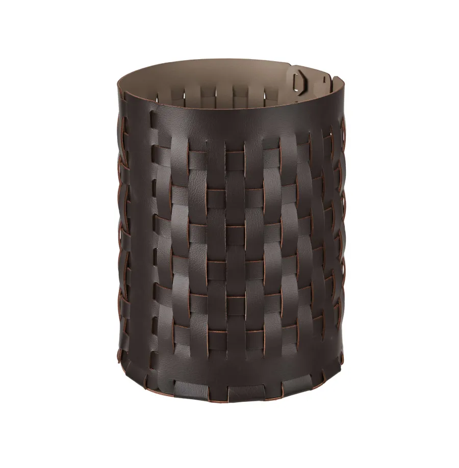 obrazek 1 Unikalny skórzany kosz Bottega Ø20xH25 cm w kolorze czekoladowym