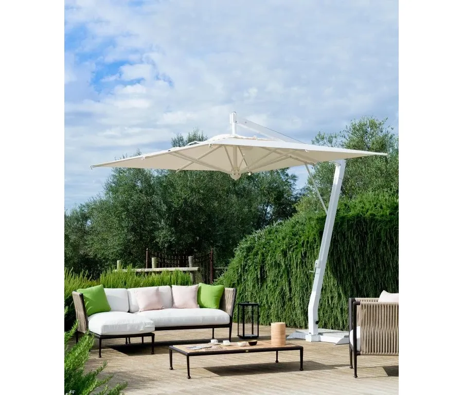 obrazek 2 Kwadratowy biały parasol Salento z aluminium do ogrodu lub na taras