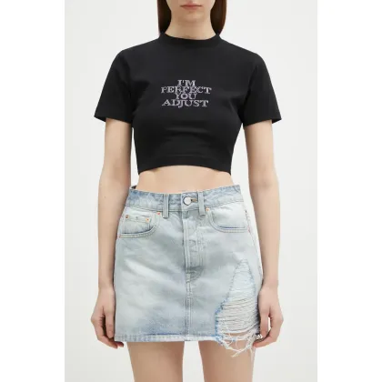 Zdjęcie VETEMENTS spódnica jeansowa Destroyed Denim Mini kolor niebieski mini prosta WA66SK500L