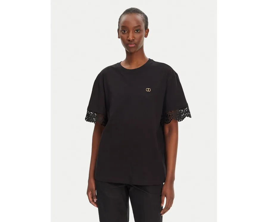 obrazek 1 TWINSET T-Shirt 251TT2410 Czarny Relaxed Fit