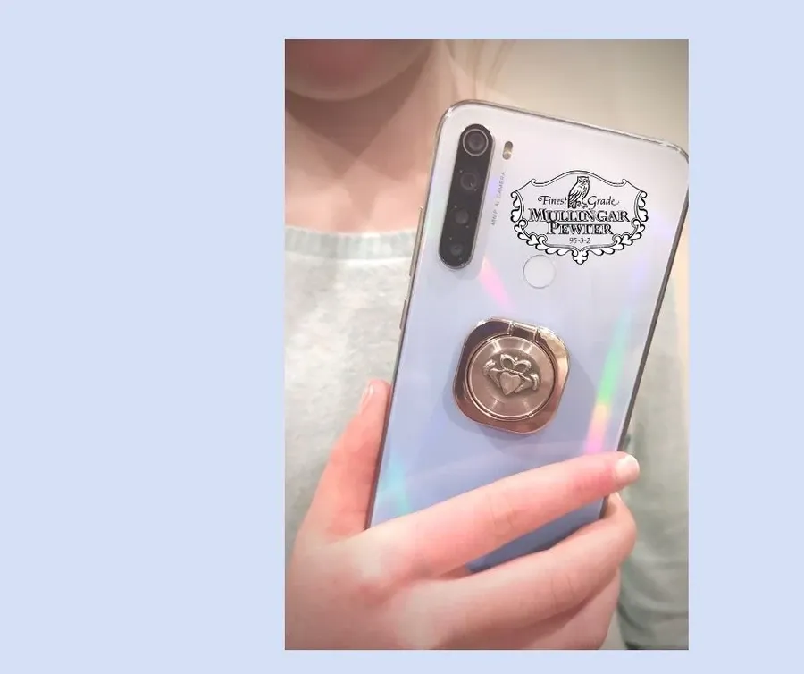 obrazek 3 Wyjątkowy uchwyt Pop Socket na telefon komórkowy z pewteru zdobiony celtyckim spiralnym wzorem