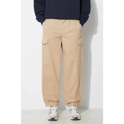 Zdjęcie Carhartt WIP spodnie bawełniane Collins Pant kolor beżowy fason cargo high waist I029789.1YAGD
