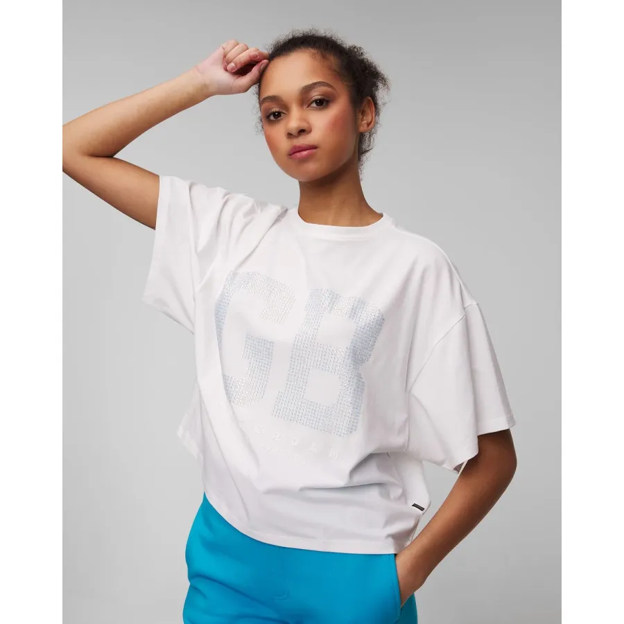 obrazek 1 Krótki T-shirt Z Cyrkoniami Goldbergh World Biały