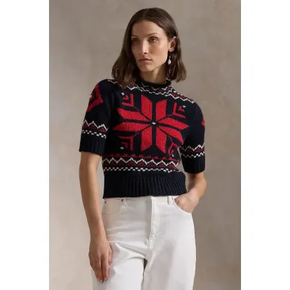 Zdjęcie Polo Ralph Lauren sweter wełniany damski kolor granatowy z półgolfem 211947919