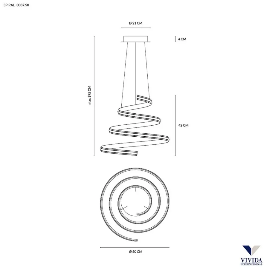 obrazek 4 Włoskie oświetlenie - lampa wisząca Spiral 40W, 4000K, IP20, DIM, 2700lm