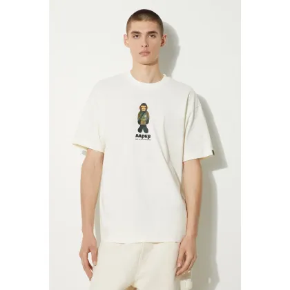 Zdjęcie AAPE t-shirt bawełniany Theme Tee męski kolor beżowy z nadrukiem AAPTEM1498XXM