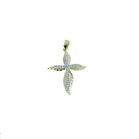 Picture Women's satin finish cross with a central cubic zirconia cross
