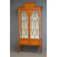 Zdjęcie Wyjątkowa edwardiańska serwantka/witryna z żółtodrzewu - antyk