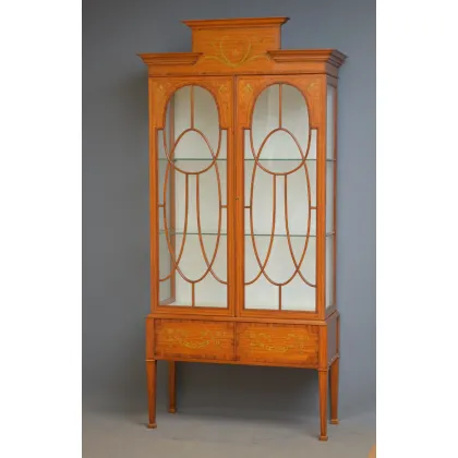 Zdjęcie Wyjątkowa edwardiańska serwantka/witryna z żółtodrzewu - antyk