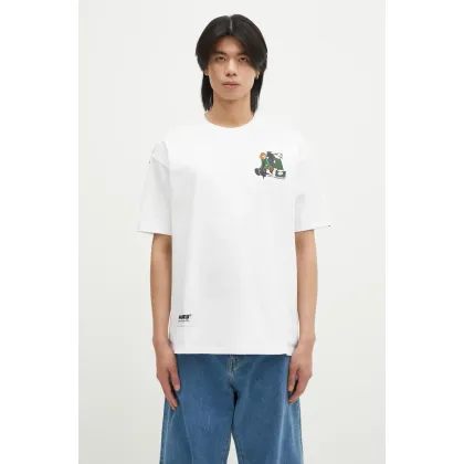 Zdjęcie AAPE t-shirt bawełniany Aaper męski kolor biały z nadrukiem AAPTEM1574XXN