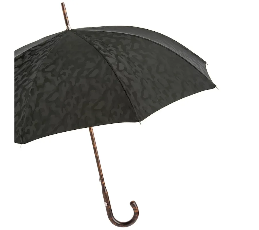 obrazek 8 Stylowy czarny parasol męski ze wzorem w kamuflaż z oryginalną rączką - Pasotti