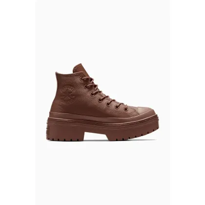 Zdjęcie Converse trampki skórzane Chuck Taylor All Star Lugged Heel damskie kolor brązowy A11547C