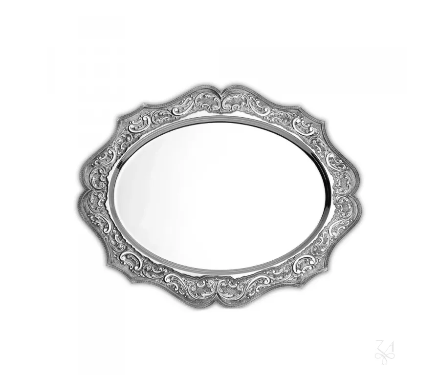 obrazek 1 Owalna srebrna taca o bogatym zdobieniu - Zaramella Argenti