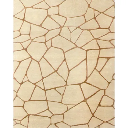 Zdjęcie Złocisty dywan z wełny i wiskozy inspirowany pęknięciami spieczonej ziemi