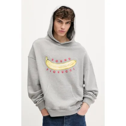 Zdjęcie Fiorucci bluza bawełniana Banana Sound Print Relaxed Fit Hoodie męska kolor szary z kapturem z nadrukiem U02SPSHO092CJ05GY01