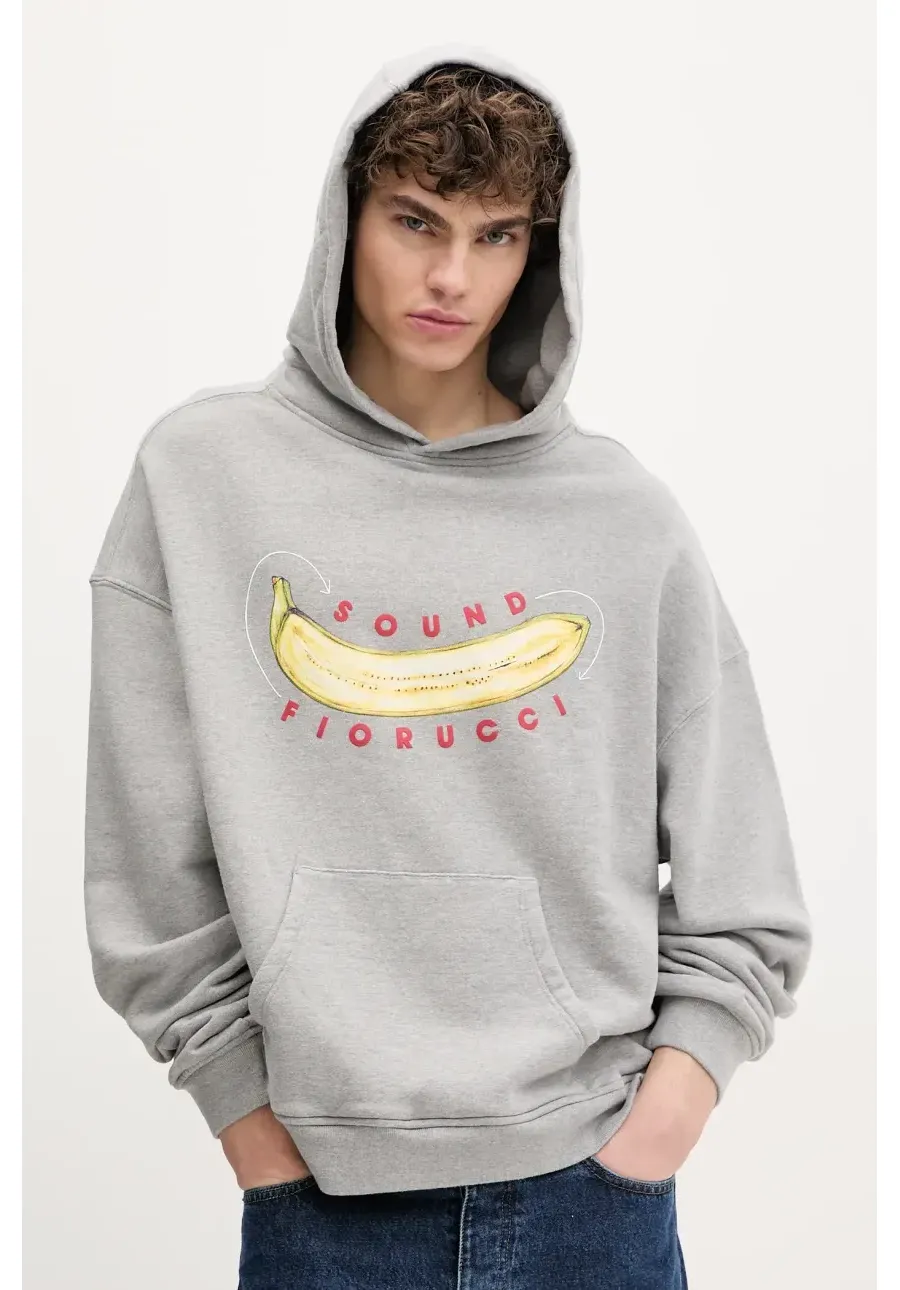 obrazek 1 Fiorucci bluza bawełniana Banana Sound Print Relaxed Fit Hoodie męska kolor szary z kapturem z nadrukiem U02SPSHO092CJ05GY01