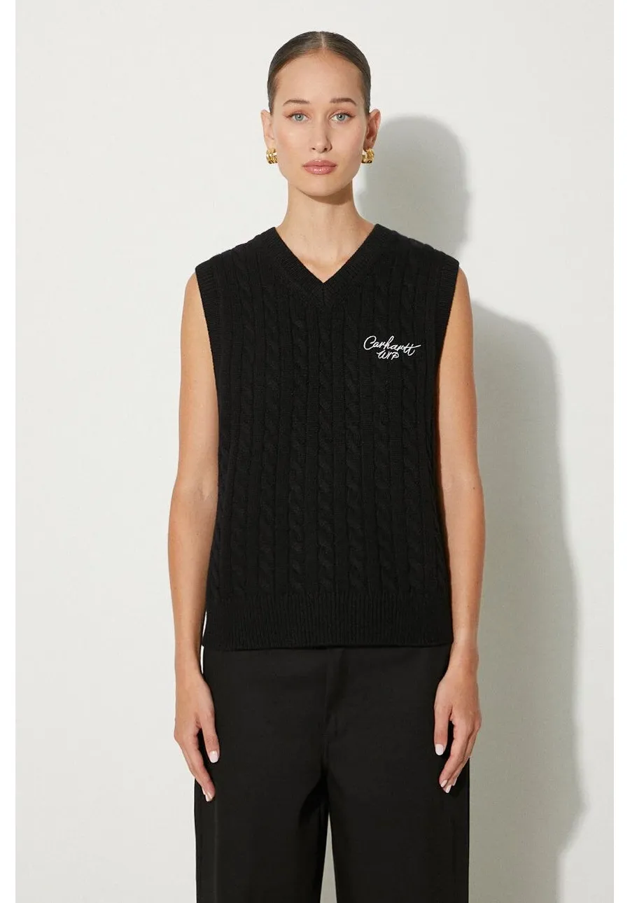 obrazek 1 Carhartt WIP kamizelka wełniana Signature Vest Sweater kolor czarny  I033882.K02XX