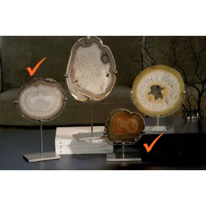 Picture An interesting decoration for the living room made of agate on a nickel-plated base