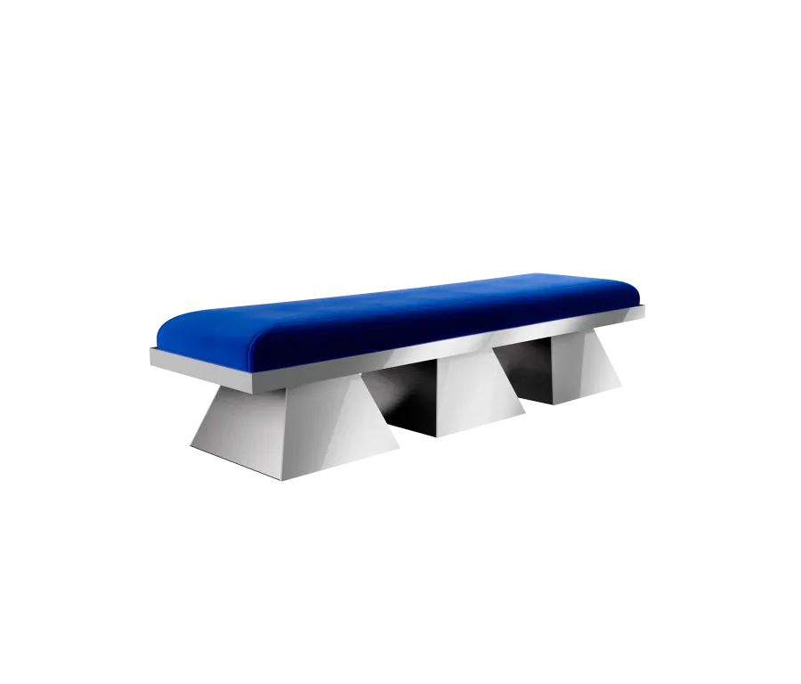 obrazek 2 Piękna minimalistyczna ławka tapicerowana aksamitem