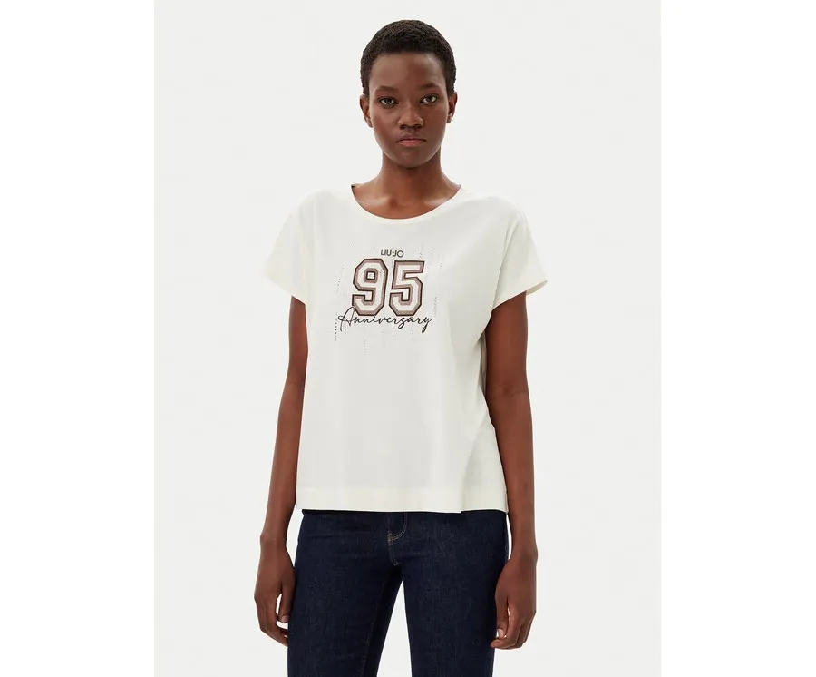 obrazek 1 Liu Jo Sport T-Shirt TA5268 JS005 Écru Regular Fit