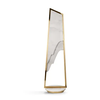 Zdjęcie Stylowa lampa podłogowa z mosiądzu i marmuru