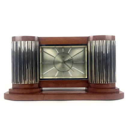 Zdjęcie Art Dèco Mautre Efes Zegar stołowy z kopertą z wrzośca i metalową tarczą