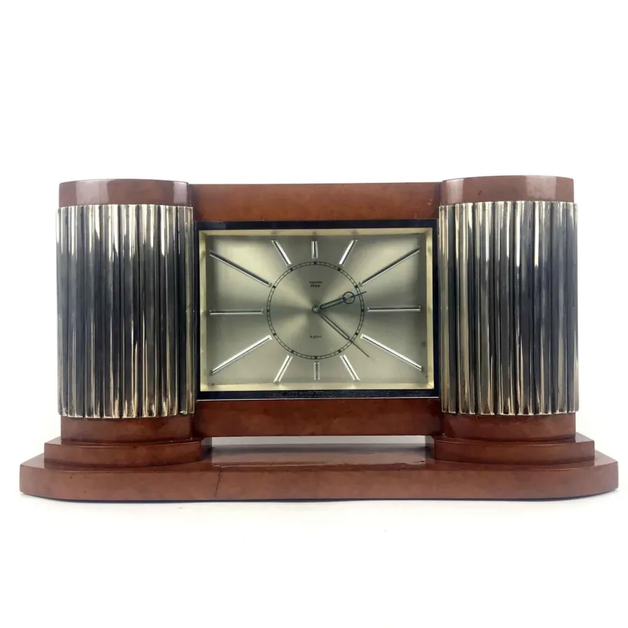 obrazek 1 Art Dèco Mautre Efes Zegar stołowy z kopertą z wrzośca i metalową tarczą