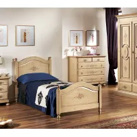 Picture Single bed decorated with antique ivory finish and antique pink ornaments - Zanini