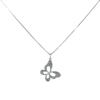 Picture Necklace with a butterfly-shaped pendant with cubic zirconia