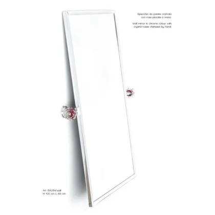 Zdjęcie Ekskluzywne ścienne lustro z mosiądzu krome z kryształową różą - Il Paralume Marina
